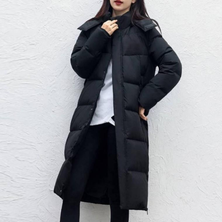 겨울 핫 엠보 방한 롱패딩 학생롱패딩 여성 충전재 데일리 볼륨 코퀄리티 소매 밴딩처리