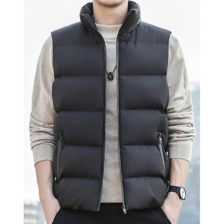 하이넥 베스트 집업 겨울 조끼 무지 경량 가을 패딩