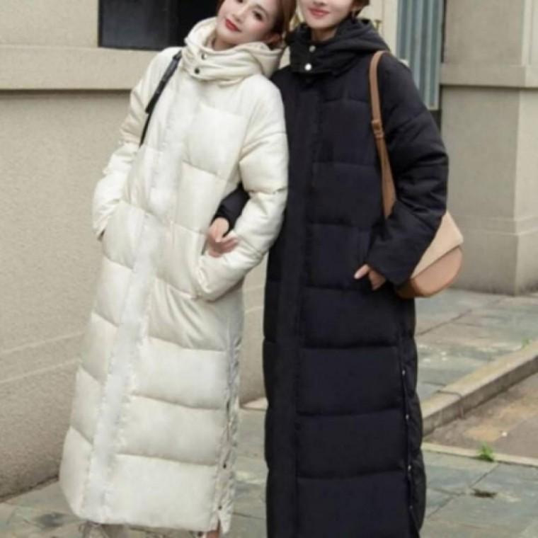 따뜻한 패딩 밑단 트임 학생롱 여성 롱 한겨울에도 베이직 방한 데일리