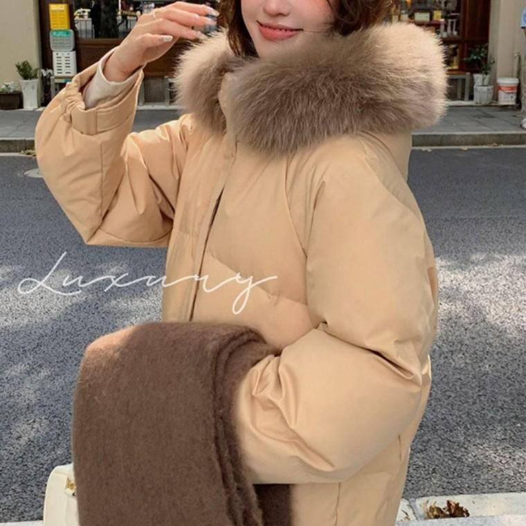 방한 페미닌 한파 따뜻한 퍼후드 데일리 겨울 학생롱패딩 롱패딩