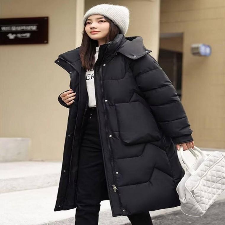 방한 빅포켓 패딩 여자 학생롱 점퍼 겨울 후드롱 웨이비 3컬러 데일리