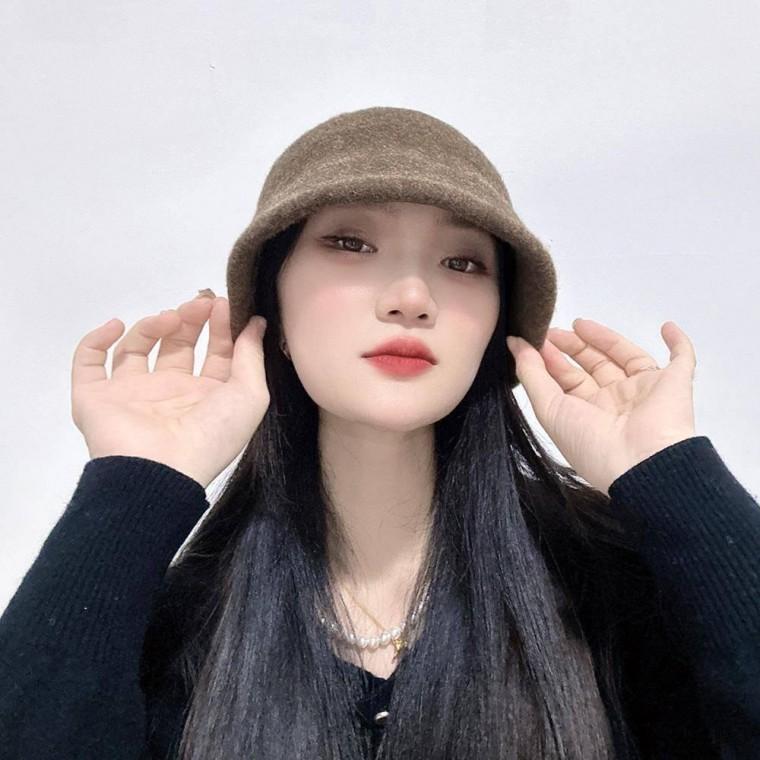 여성 겨울용 벙거지 브라운 버킷햇 버킷햇코디