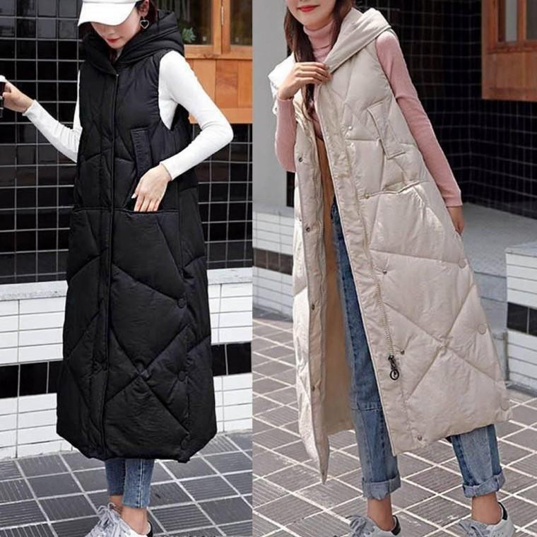 여성 학생롱패딩 방한 외출 조끼 데일리 롱 아우터 겨울 스타일 패딩 캐주얼