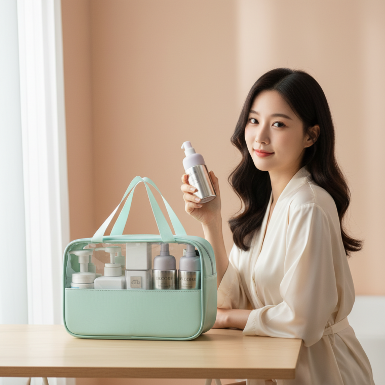 대형 인조가죽 코스메틱 파우치 여행용 세면파우치 메이크업 휴대용 가방