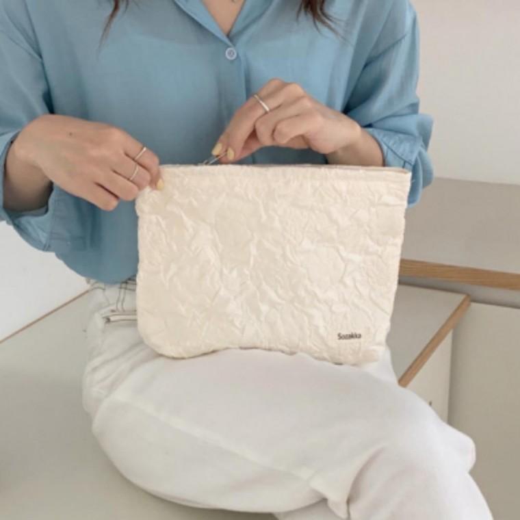 파우치 생리 악세사리 주름 대파 가방 플라워 화장품 수납