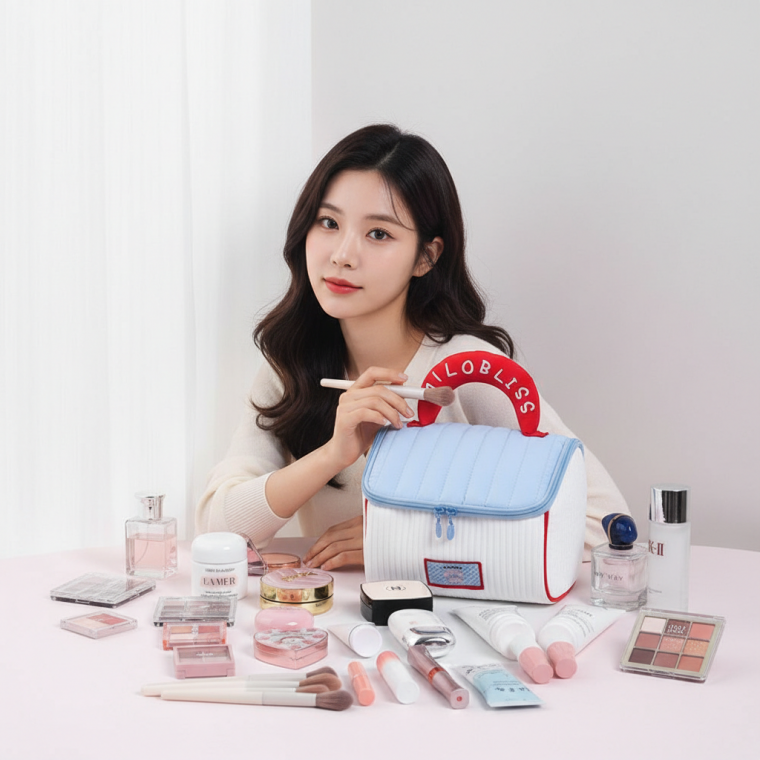 휴대용 화장품 정리함 손잡이 파우치 수납 가방 케이스