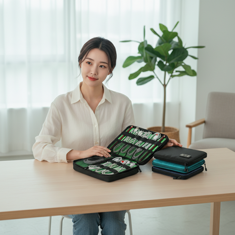 휴대용 전자기기 케이블 정리 파우치 멀티 수납 케이스 가방