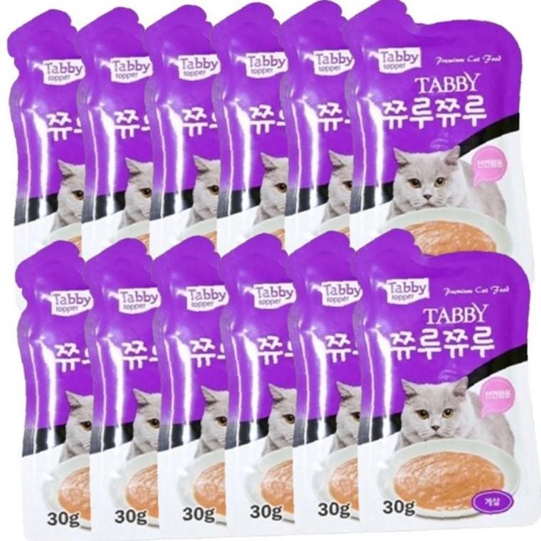 고양이 습식 내구 파우치 게살 30g 12P 짜먹는 스틱