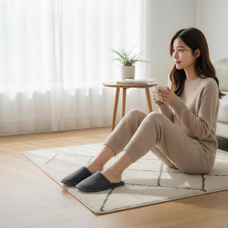 면 소재 논슬립 실내용 슬리퍼 휴대 간편 여행용 실내 신발