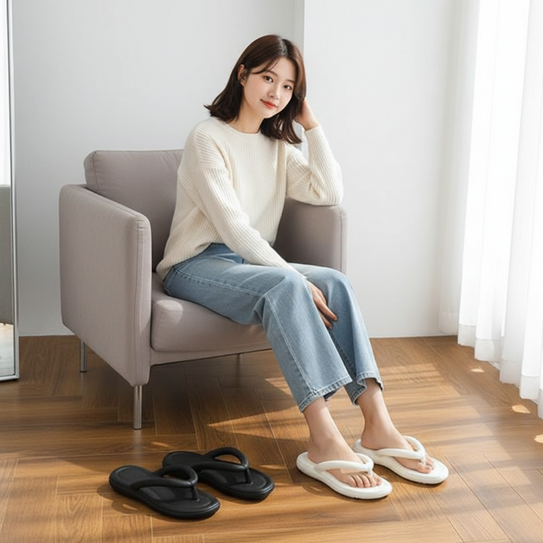 여성용 EVA 쿠션 슬리퍼 실내용 발 편한 쪼리 4컬러 신발