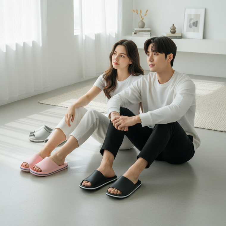 충격 흡수 EVA 층간소음 방지 실내화 남녀 커플 거실 슬리퍼