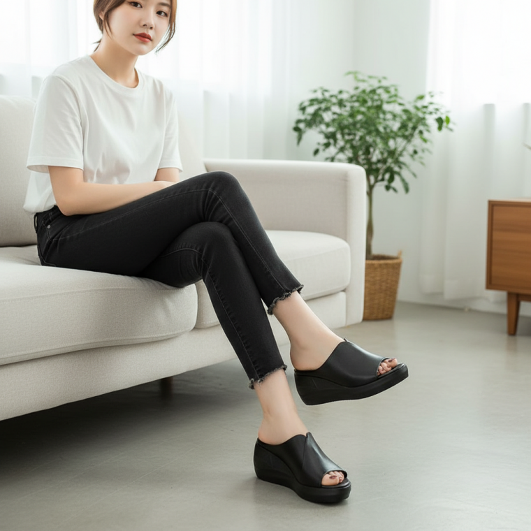 여성용 오피스 쿠션 내장 실내화 발 편안한 슬리퍼