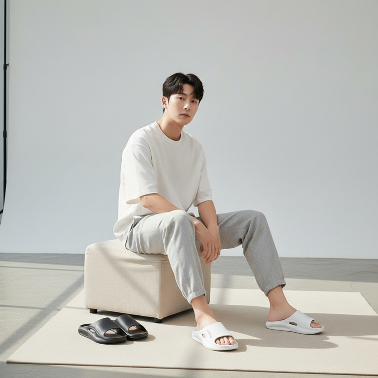 남성용 여름 쿨링 슬리퍼 실내 사무실 여행 샌들 신발
