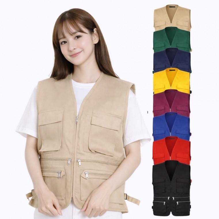 컬러코어 TC 배색 작업조끼 단체용 업무 현장 마트 유니폼 멀티포켓 인쇄가능 GR-41008-501