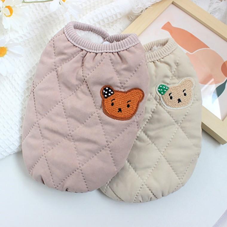 리빙 애견용품 강이지옷 곰돌이 체크 누빔조끼 BND-W04