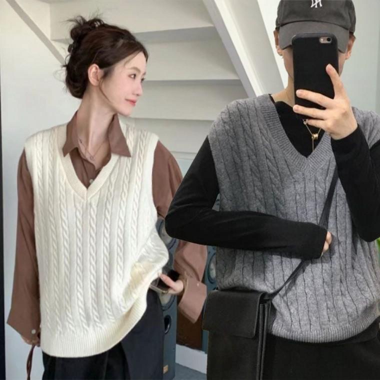 여자 루즈핏 V넥 니트조끼 간절기 베스트