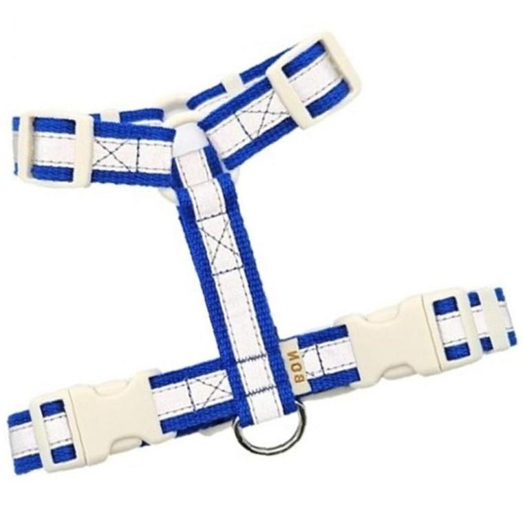 H형 강아지 올인원 반사 하네스조끼 S 블루 1P 야간 가슴줄 산책