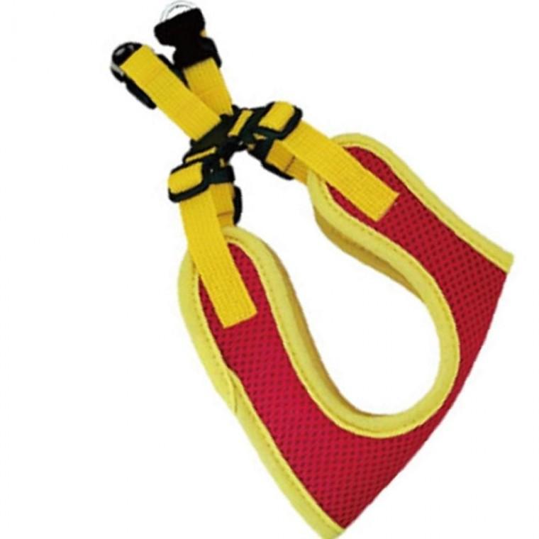 강아지 힘분산 견고 메쉬 하네스조끼 레드 XL 1P 애견 가슴줄