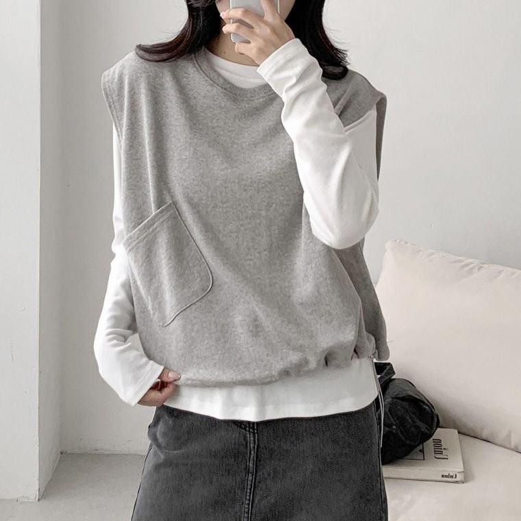여성 국산 조끼 보온성 데일리 캐주얼 베이직 레터링 베스트