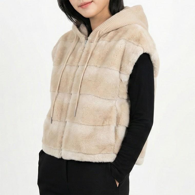 HL] 조끼 후드 자켓 모자 페이크퍼 탈부착