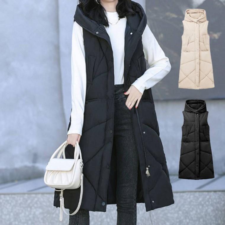 HL] 조끼 후드 슬림핏 여성 하이넥 캐주얼