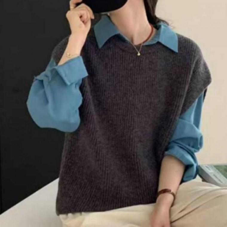 조끼 니트 슬리브 페미닌룩 데일리룩 데이트룩