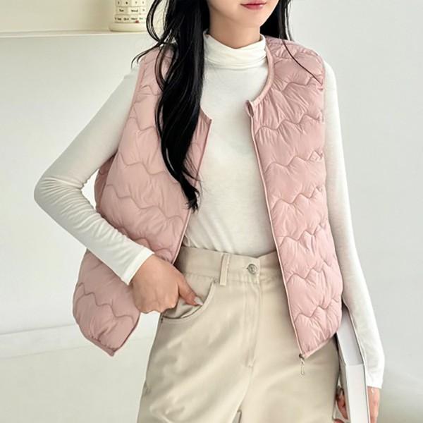 [후스가이] 여성 포인트 물결 겨울 5컬러 조끼