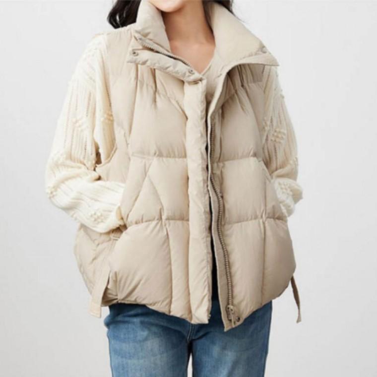 볼륨베스트 실루엣조끼 하이넥 베스트 실루엣 데일리 볼륨