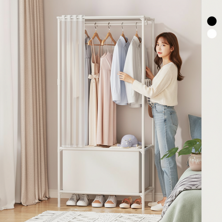 모듈형 옷장 행거 드레스룸 소형 수납 선반 침실 간이 옷걸이 스탠드