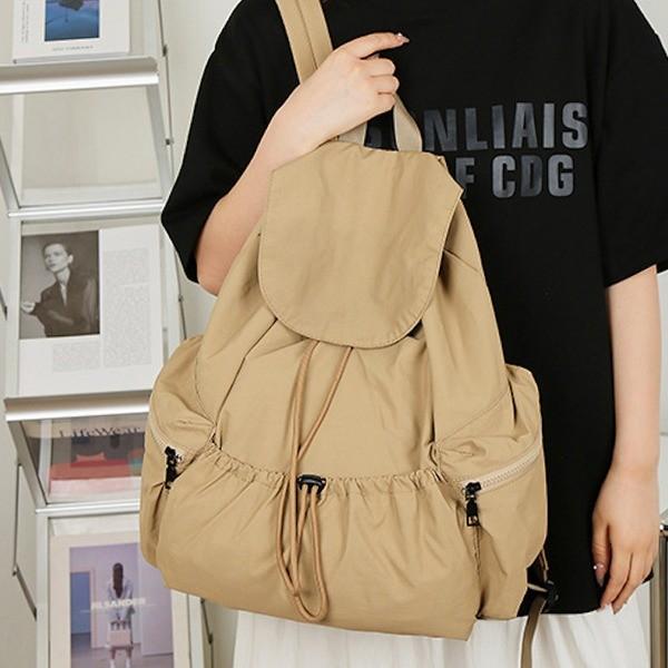 루즈핏 드로스트링 셔링 포켓 대용량 수납 캐주얼 데일리 백팩 6SS