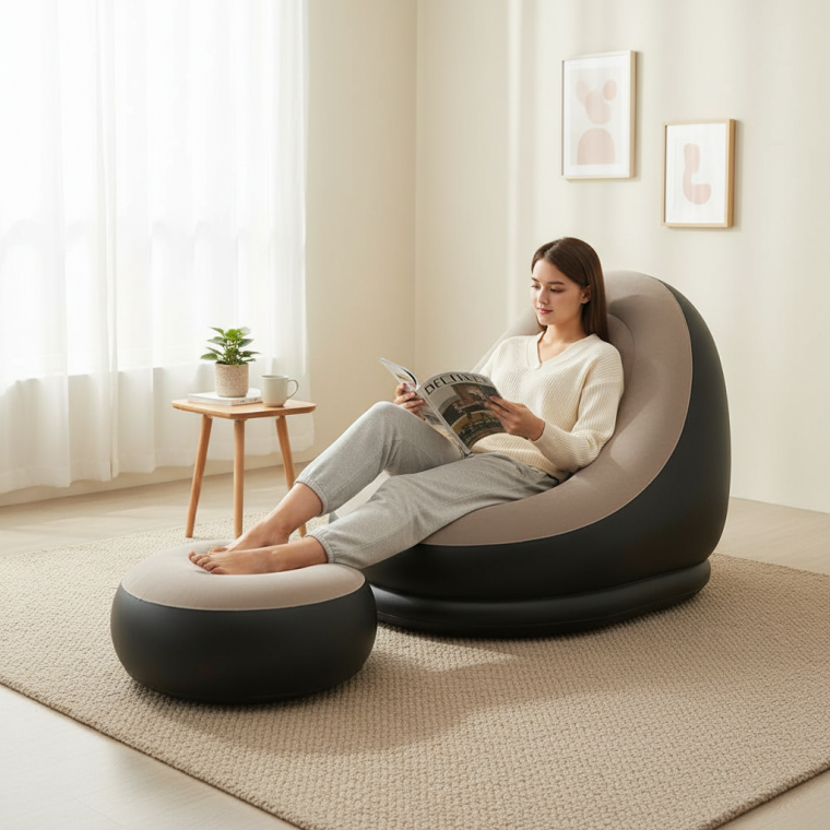 휴대용 에어 소파 1인용 캠핑용 발받침 쿠션 야외 접이식 캠핑 의자