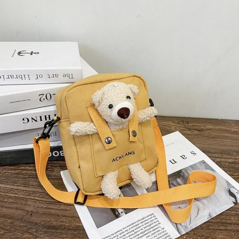 수사니 곰돌이크로스백 크로스백 옐로우 파우치 학생가방 초등가방 옆으로매는가방 휴양지가방 메신저백