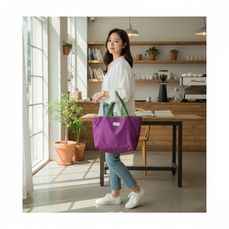 방수 접이식 숄더 에코백 휴대용 쇼핑가방 대형 다용도 가벼운 토트백