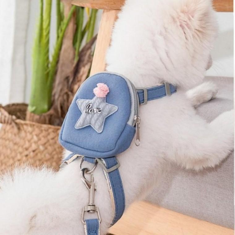 반려동물용 강아지 가슴줄 애견가방 산책로프 세트