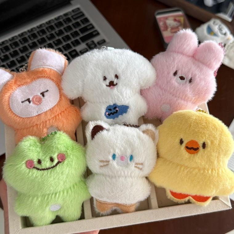[골라가게] 동물 인형 키링 6종 강아지 토끼 고양이 개구리 병아리 돼지 봉제 열쇠고리 가방키링 차키 백꾸