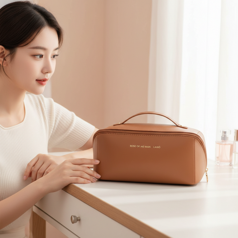 PU 인조가죽 화장품 케이스 여행용 메이크업 파우치 수납백 보조가방
