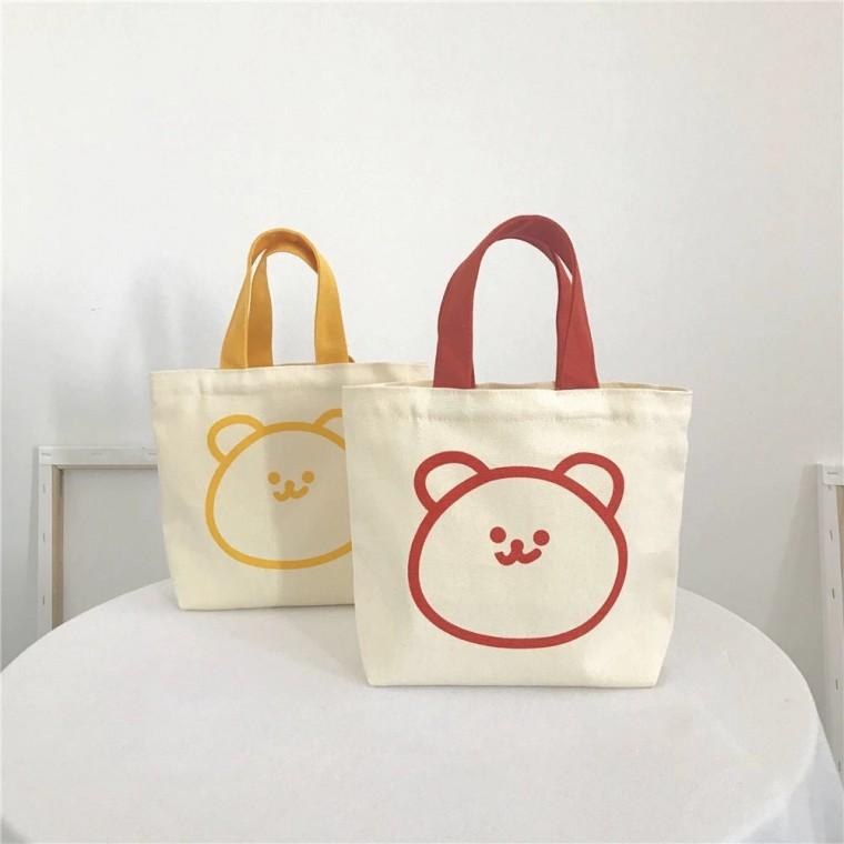 [OISO]미니에코백 캔버스백 미니백 곰돌이 귀여운 데일리 미니토트백 무지 미니 캔버스에코백 천가방