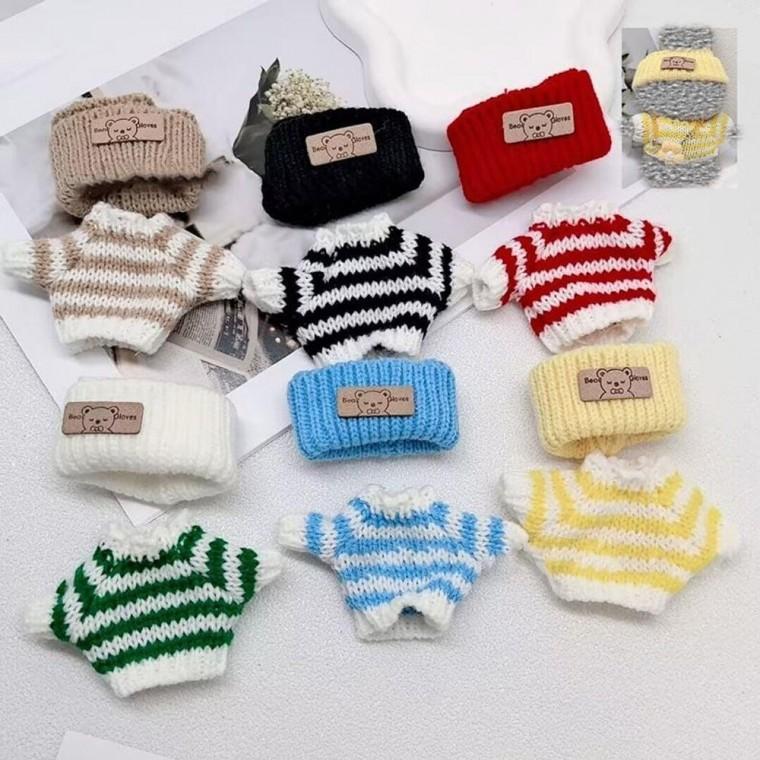 15cm 인형 미니 옷 세트 인형의류 장식 뜨개옷 스웨터 두건 가방
