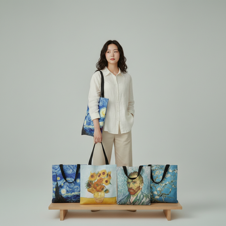 명화 디자인 캔버스 숄더 크로스 에코백 여성용 가방