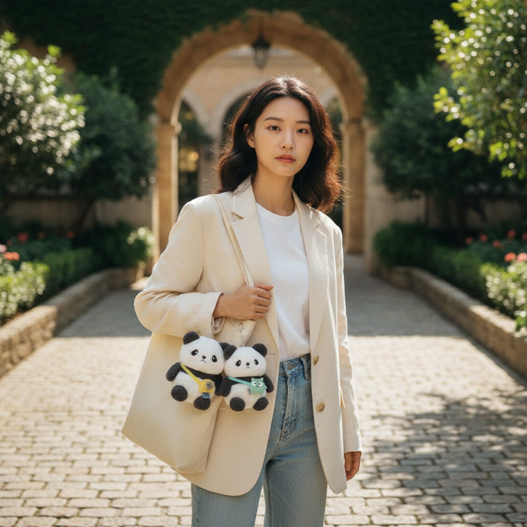 귀여운 판다 모양 가방 고리 열쇠걸이 액세서리