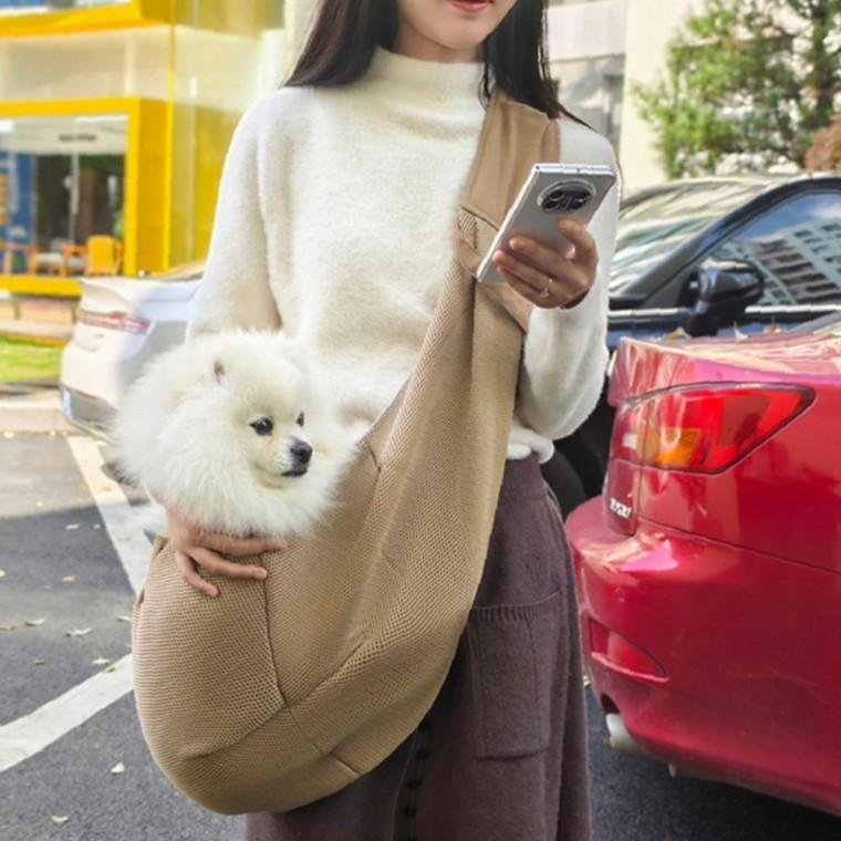 강아지 크로스 트렌디 망사 슬링가방 1P 이동 병원 외출