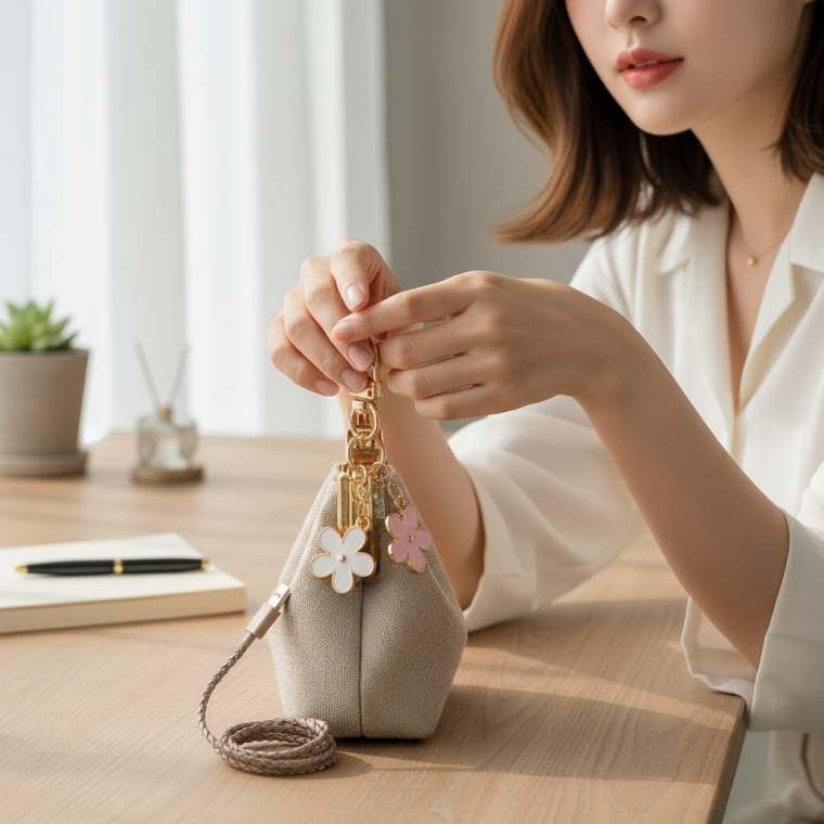 플라워 가방 고리 열쇠고리 USB 포트 연결 답례품 1p