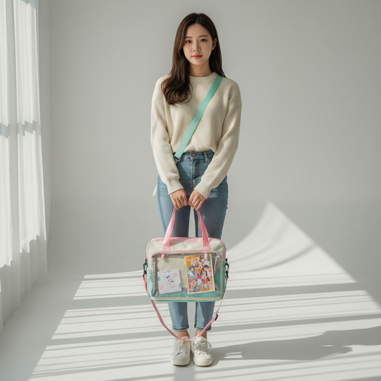 투명 데코 숄더 크로스백 스퀘어 여성 데일리 토트백 가방
