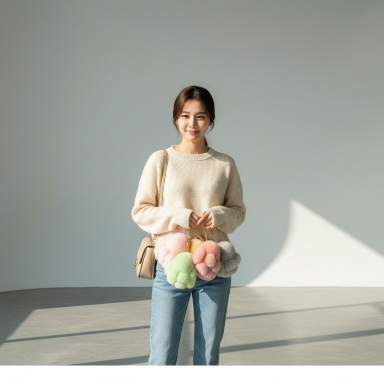 귀여운 토끼 인형 가방 악세사리 14cm 캐릭터 열쇠고리