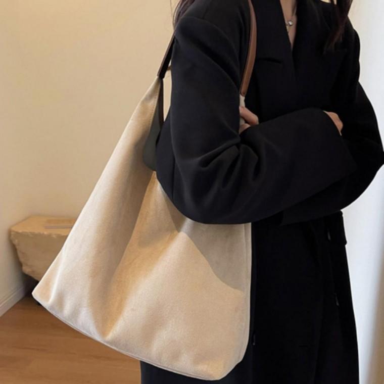 미니멀 데일리 빅 숄더백 스웨이드 보부상 가방 호보백