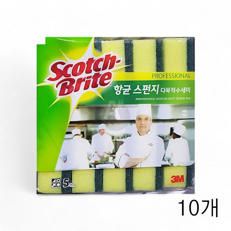 3M 항균 다목적 스펀지 90X150X30mm 5매 X 10개 음식점수세미 업소용식자재 급식실 카페 식당수세미