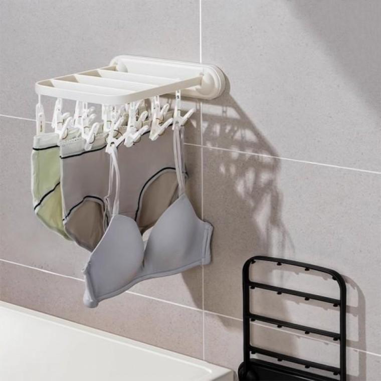 무타공 벽부착 다기능 접이식 속옷 양말 옷걸이 집게