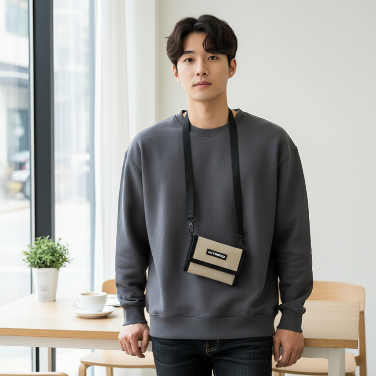 접이식 카드지갑 목걸이형 릴 명함지갑 지폐수납포켓
