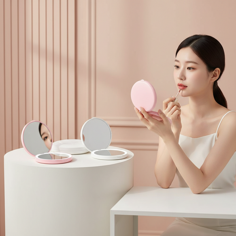 LED 휴대용 접이식 양면 확대 화장 거울 메이크업 미러