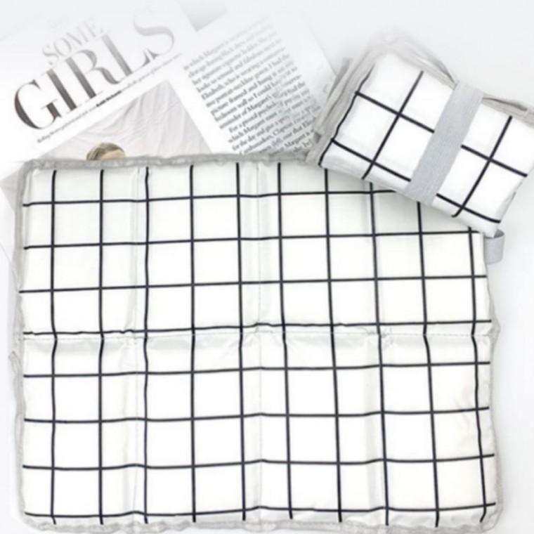 휴대 여행 야외 용 간이 접이식 체크 방석 블랙